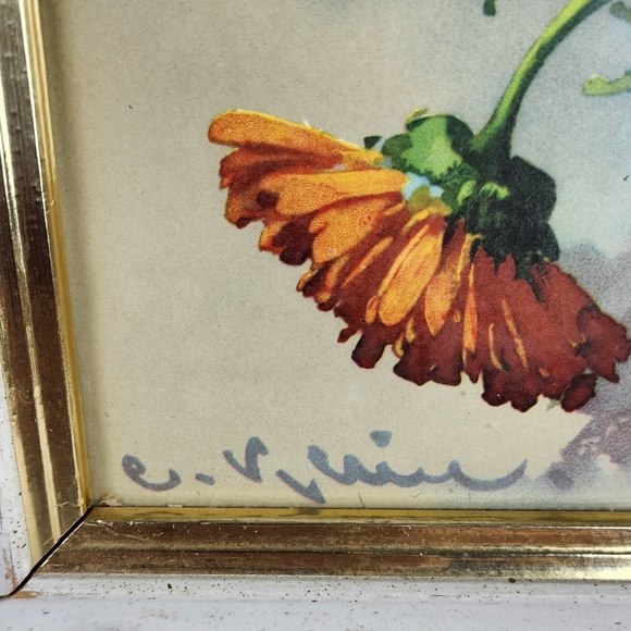 Vintage Lithograph Set Orange & Yellow Purple & Blue Bouquets by Catherine Klein - Picture 5 of 14